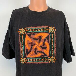 Ireland The Land Of Celts T Shirt Vintage 90s Of Saints And Scholars Black 2XL